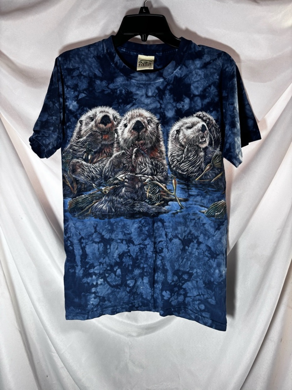Habitat Blue Tie-Dye Short Sleeve Tee with Sea Otter Trio Graphic